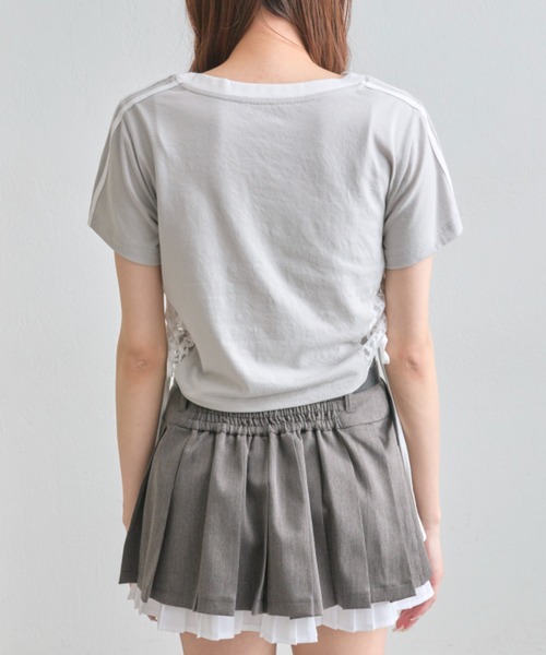 OLIVE des OLIVE（オリーブデオリーブ）の「【着回し◎】サイドレースゲームシャツ（Tシャツ/カットソー・レディース・オフホワイト/サックスブルー/ライトグレー・FREE）」の6枚目の写真