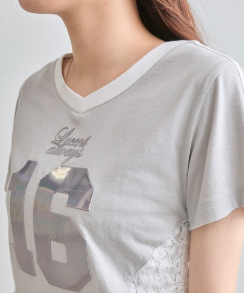 OLIVE des OLIVE（オリーブデオリーブ）の「【着回し◎】サイドレースゲームシャツ（Tシャツ/カットソー・レディース・オフホワイト/サックスブルー/ライトグレー・FREE）」の8枚目の写真