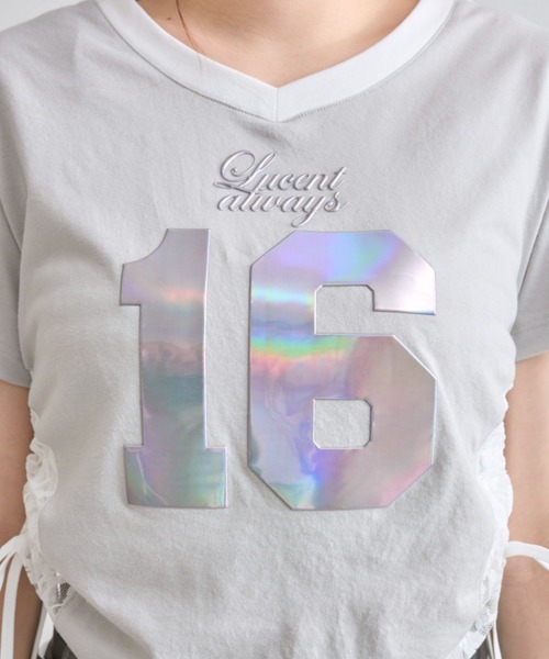 OLIVE des OLIVE（オリーブデオリーブ）の「【着回し◎】サイドレースゲームシャツ（Tシャツ/カットソー・レディース・オフホワイト/サックスブルー/ライトグレー・FREE）」の10枚目の写真