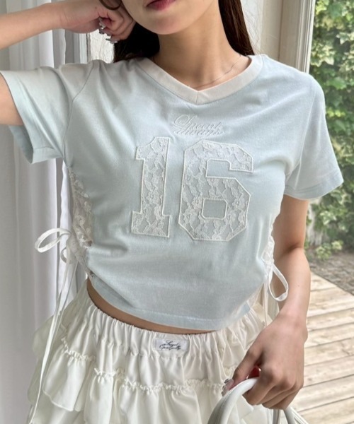 OLIVE des OLIVE（オリーブデオリーブ）の「【着回し◎】サイドレースゲームシャツ（Tシャツ/カットソー・レディース・オフホワイト/サックスブルー/ライトグレー・FREE）」の11枚目の写真