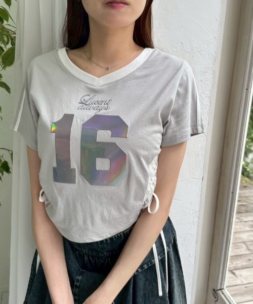 OLIVE des OLIVE（オリーブデオリーブ）の「【着回し◎】サイドレースゲームシャツ（Tシャツ/カットソー・レディース・オフホワイト/サックスブルー/ライトグレー・FREE）」の20枚目の写真