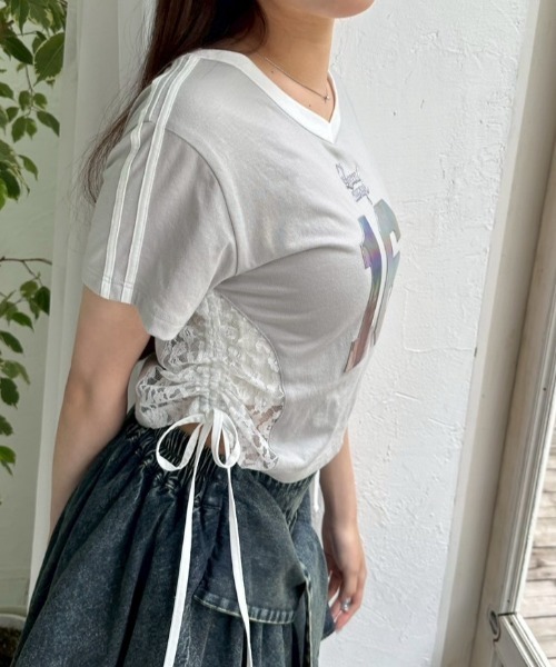 OLIVE des OLIVE（オリーブデオリーブ）の「【着回し◎】サイドレースゲームシャツ（Tシャツ/カットソー・レディース・オフホワイト/サックスブルー/ライトグレー・FREE）」の22枚目の写真