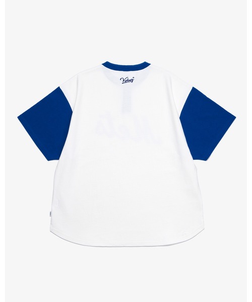 KEBOZ × MLB NEW YORK METS ROUND HEM HENLEY NECK S/S TEE（T