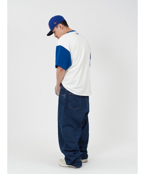KEBOZ × MLB NEW YORK METS ROUND HEM HENLEY NECK S/S TEE（T