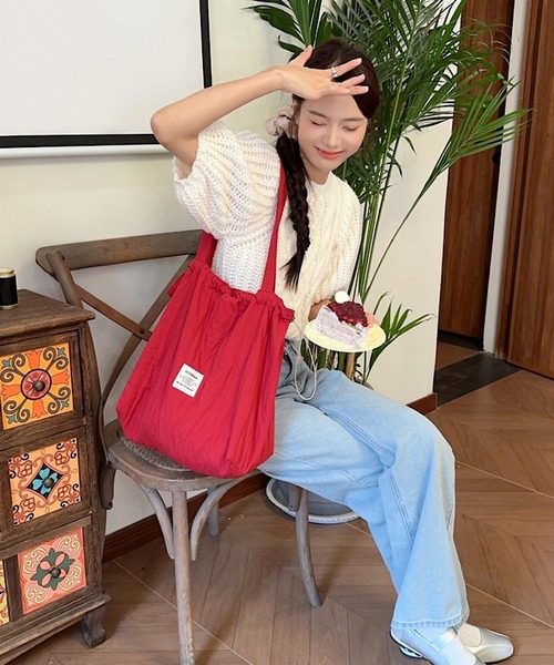 VIBGYOR(ヴィブジョー)の「Mignonjour/ストライプ巾着トートバッグ M2774(トートバッグ・レディース・レッド/ピンク/ベージュ/ブルー/アイボリー・FREE)」の13枚目の写真