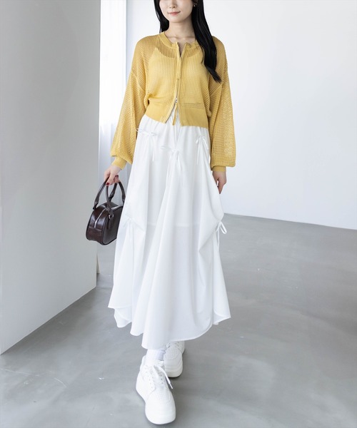 clear（クリア）の「タックリボンコットンスカート[バレエコア ガーリー]（スカート・レディース・オフホワイト/ブラック・F）」の17枚目の写真