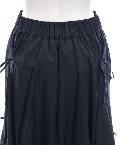 clear（クリア）の「タックリボンコットンスカート[バレエコア ガーリー]（スカート・レディース・オフホワイト/ブラック・F）」の9枚目の写真