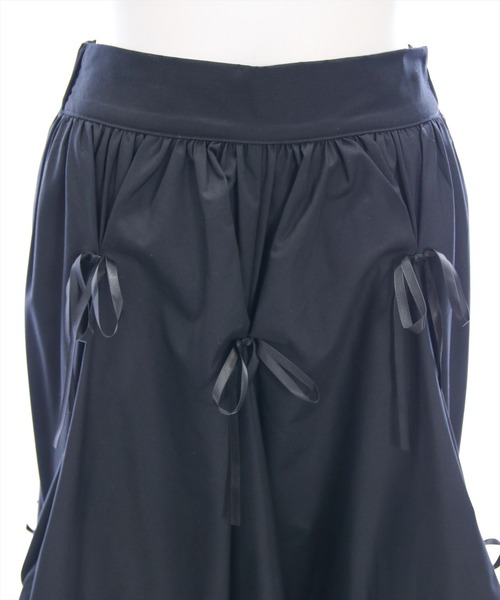 clear（クリア）の「タックリボンコットンスカート[バレエコア ガーリー]（スカート・レディース・オフホワイト/ブラック・F）」の7枚目の写真