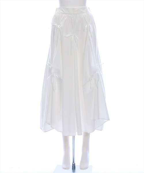 clear（クリア）の「タックリボンコットンスカート[バレエコア ガーリー]（スカート・レディース・オフホワイト/ブラック・F）」の4枚目の写真