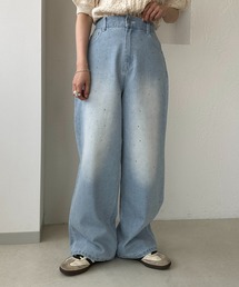 【apres jour clair】ラインストーンデニムパンツ