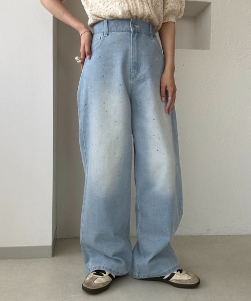 apres jour clair（アプレジュールクレア）の「【apres jour clair】ラインストーンデニムパンツ（デニムパンツ・レディース・サックスブルー/ブルー・LARGE/MEDIUM）」の10枚目の写真