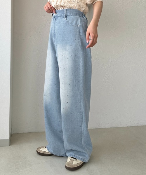 apres jour clair（アプレジュールクレア）の「【apres jour clair】ラインストーンデニムパンツ（デニムパンツ・レディース・サックスブルー/ブルー・LARGE/MEDIUM）」の11枚目の写真