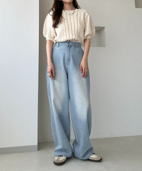 apres jour clair（アプレジュールクレア）の「【apres jour clair】ラインストーンデニムパンツ（デニムパンツ・レディース・サックスブルー/ブルー・LARGE/MEDIUM）」の13枚目の写真