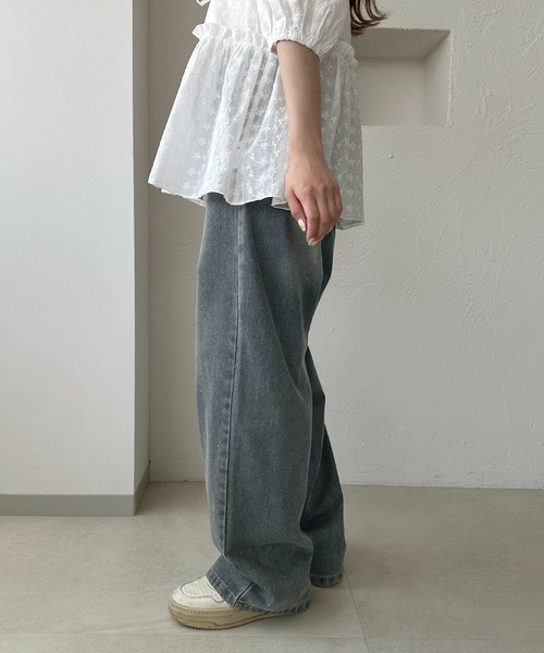 ジュール ピュア コットン デニム パンツ・JOUR セール】【SETUP可能】カットアウトデニムカーゴパンツ（デニム