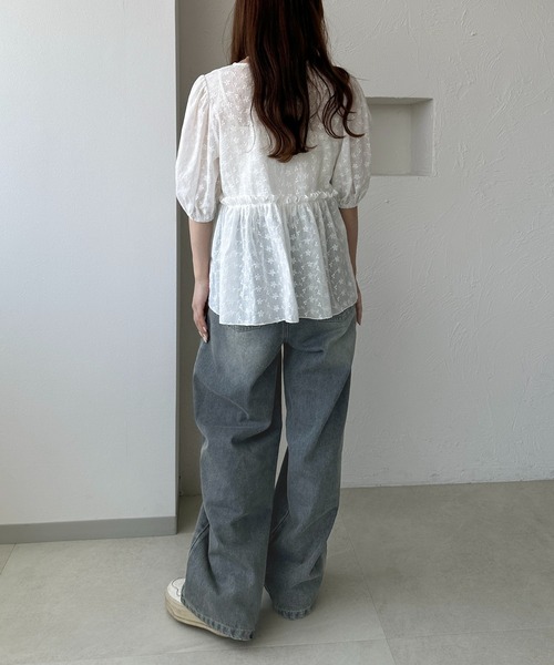 apres jour clair（アプレジュールクレア）の「【apres jour clair】ラインストーンデニムパンツ（デニムパンツ・レディース・サックスブルー/ブルー・LARGE/MEDIUM）」の6枚目の写真