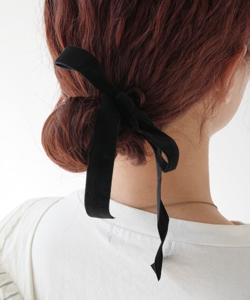 Port(ポート)の「【 Port / ポート 】 シンプル ベロア リボン ヘアゴム ( 2個セット )(ヘアゴム・レディース・ブラック/レッド・FREE)」の3枚目の写真