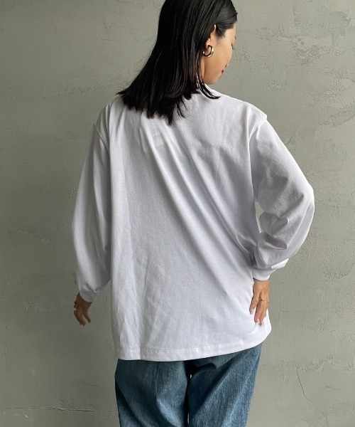 DANTON（ダントン）の「[DANTON/ダントン] ワンポイントロゴ クルーネックロンT（Tシャツ/カットソー・レディース・チャコール/ホワイト/ブラック/レッド/ダークブラウン/ホワイト系その他・S/M/L）」の21枚目の写真