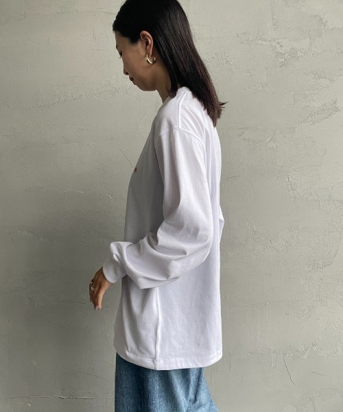 DANTON（ダントン）の「[DANTON/ダントン] ワンポイントロゴ クルーネックロンT（Tシャツ/カットソー・レディース・チャコール/ホワイト/ブラック/レッド/ダークブラウン/ホワイト系その他・S/M/L）」の17枚目の写真