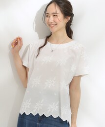 【洗える/S-LL】インせず着られる さらっと大人上品 刺繍トップス