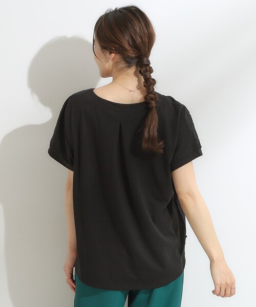 SHOO・LA・RUE(シューラルー)の「【洗える/S-LL】インせず着られる さらっと大人上品 刺繍トップス(Tシャツ/カットソー・レディース・ブラック/オフホワイト/イエロー・01/04/03/02)」の9枚目の写真