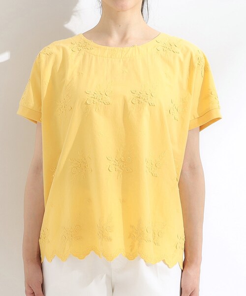 SHOO・LA・RUE(シューラルー)の「【洗える/S-LL】インせず着られる さらっと大人上品 刺繍トップス(Tシャツ/カットソー・レディース・ブラック/オフホワイト/イエロー・01/04/03/02)」の16枚目の写真