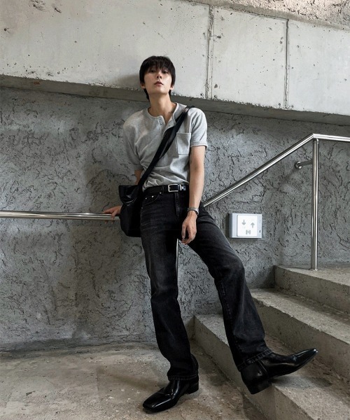 COSYHARU（コシハル）の「[MADE]ヘンリーネック半袖Tシャツ（Tシャツ/カットソー・メンズ・グレー/ネイビー/チャコール・FREE）」の8枚目の写真