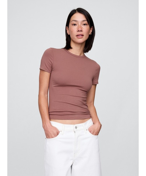 GAP(ギャップ)の「クロースニット ジャージーTシャツ(Tシャツ/カットソー・レディース・ワイン/カーキ/ピンク/ブラウン/ブルー/ダークブラウン/レオパード/ブラウン系その他・XS/S/M/L/XL/XXS)」の3枚目の写真