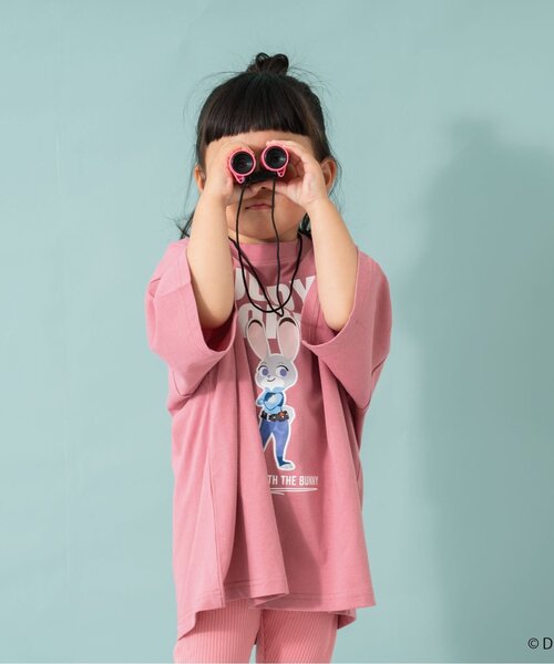 and D. petit main（アンドディープティマイン）の「【ズートピア】ワッペン刺しゅうビッグ半T（Tシャツ/カットソー・キッズ・ピンク/グリーン・120cm/140cm/90cm/100cm/110cm/130cm）」の6枚目の写真