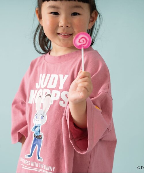 and D. petit main（アンドディープティマイン）の「【ズートピア】ワッペン刺しゅうビッグ半T（Tシャツ/カットソー・キッズ・ピンク/グリーン・120cm/140cm/90cm/100cm/110cm/130cm）」の7枚目の写真