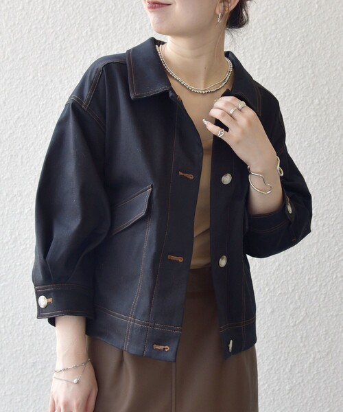 SHIPS any:〈洗濯機可能〉チノ ステッチ ショート シャツ ジャケット