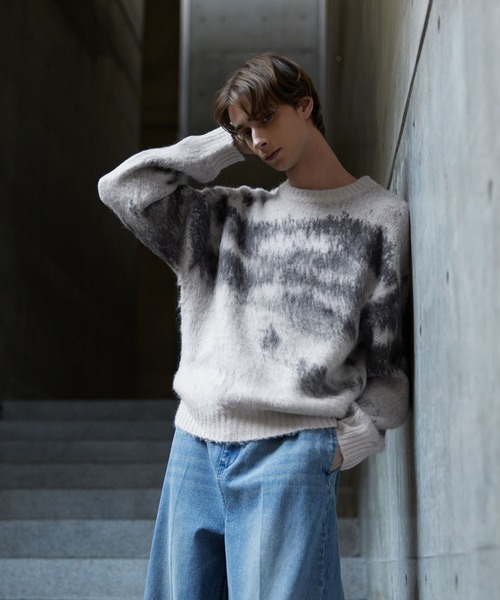 CLEL（クレイル）の「【CLEL】Alpaca Blend Shaggy Knit / アルパカブレンドシャギーニット（ニット/セーター・メンズ・グレー系/ネイビー系/ブラウン系/レッド系/ブラック系/ライトグレー系/チャコールグレー/ブラック/ブラウン・XS/S/M/L）」の11枚目の写真