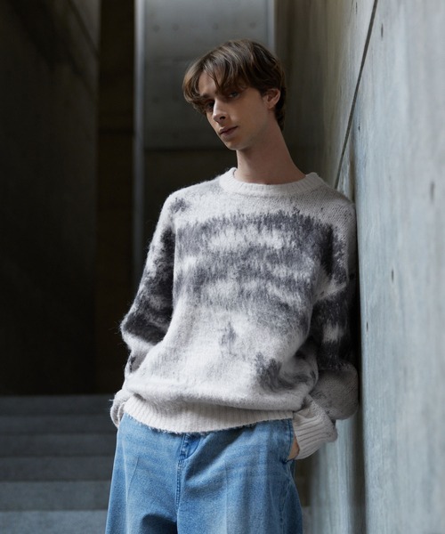 CLEL（クレイル）の「【CLEL】Alpaca Blend Shaggy Knit / アルパカブレンドシャギーニット（ニット/セーター・メンズ・グレー系/ネイビー系/ブラウン系/レッド系/ブラック系/ライトグレー系/チャコールグレー/ブラック/ブラウン・XS/S/M/L）」の13枚目の写真