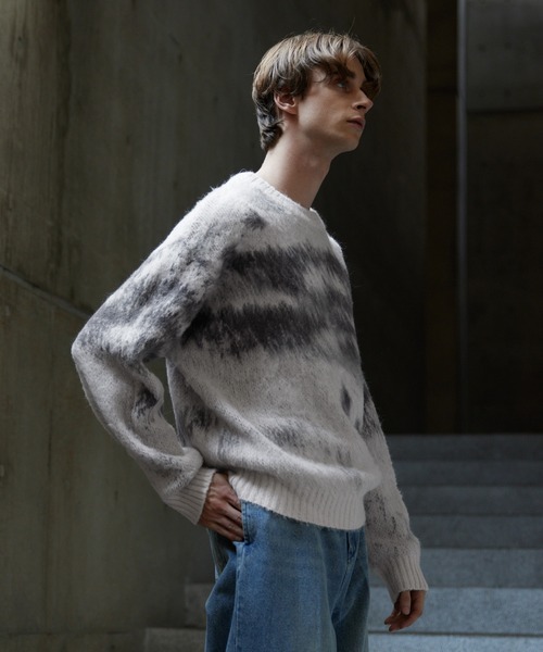 CLEL（クレイル）の「【CLEL】Alpaca Blend Shaggy Knit / アルパカブレンドシャギーニット（ニット/セーター・メンズ・グレー系/ネイビー系/ブラウン系/レッド系/ブラック系/ライトグレー系/チャコールグレー/ブラック/ブラウン・XS/S/M/L）」の14枚目の写真