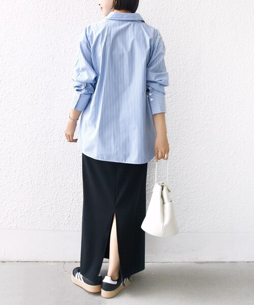 美品✨SHIPS ブラウス ストライプ 2WAY ボウタイ シャツ 長袖 ミックスブロードストライプブラウス 長袖