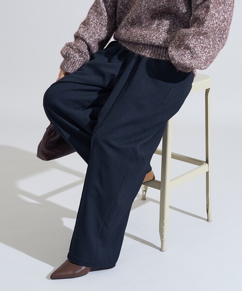 FREAK'S STORE（フリークスストア）の「LANATEC カーブイージーパンツ/センタープレススラックス＜セットアップ対応＞（スラックス・レディース・チャコール/ネイビー/ブラウン/ダークブラウン・SMALL/MEDIUM）」の4枚目の写真