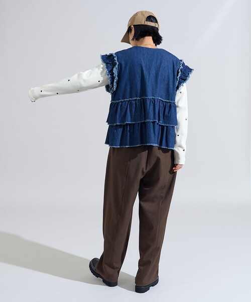 FREAK'S STORE（フリークスストア）の「LANATEC カーブイージーパンツ/センタープレススラックス＜セットアップ対応＞（スラックス・レディース・チャコール/ネイビー/ブラウン/ダークブラウン・SMALL/MEDIUM）」の8枚目の写真