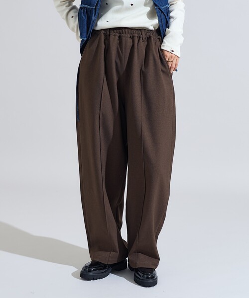 FREAK'S STORE（フリークスストア）の「LANATEC カーブイージーパンツ/センタープレススラックス＜セットアップ対応＞（スラックス・レディース・チャコール/ネイビー/ブラウン/ダークブラウン・SMALL/MEDIUM）」の9枚目の写真