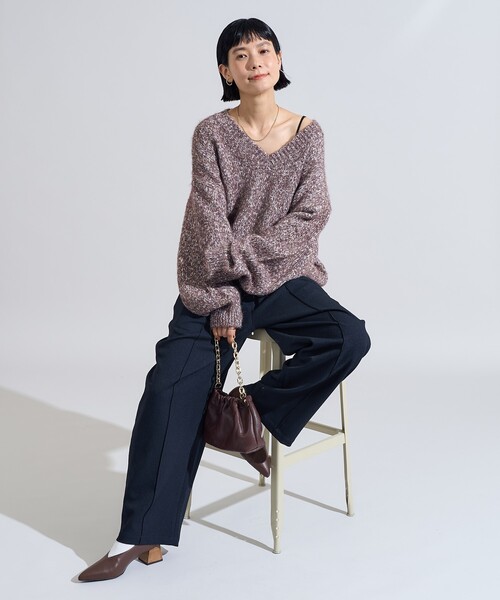 FREAK'S STORE（フリークスストア）の「LANATEC カーブイージーパンツ/センタープレススラックス＜セットアップ対応＞（スラックス・レディース・チャコール/ネイビー/ブラウン/ダークブラウン・SMALL/MEDIUM）」の13枚目の写真