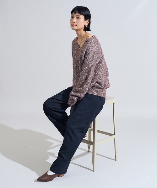 FREAK'S STORE（フリークスストア）の「LANATEC カーブイージーパンツ/センタープレススラックス＜セットアップ対応＞（スラックス・レディース・チャコール/ネイビー/ブラウン/ダークブラウン・SMALL/MEDIUM）」の14枚目の写真