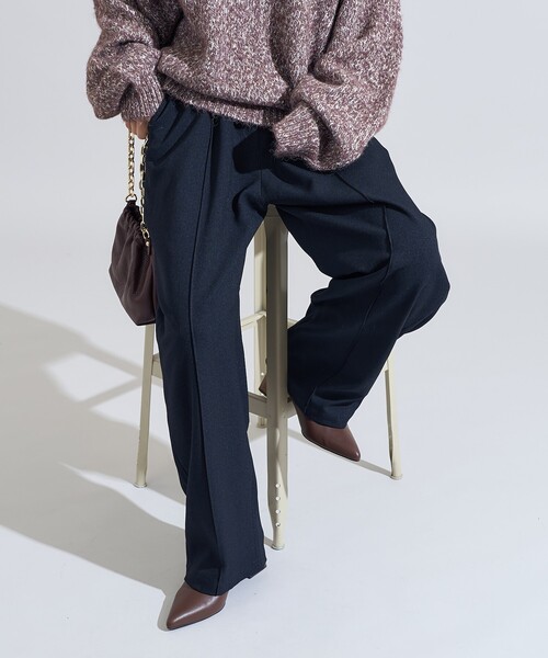 FREAK'S STORE（フリークスストア）の「LANATEC カーブイージーパンツ/センタープレススラックス＜セットアップ対応＞（スラックス・レディース・チャコール/ネイビー/ブラウン/ダークブラウン・SMALL/MEDIUM）」の15枚目の写真