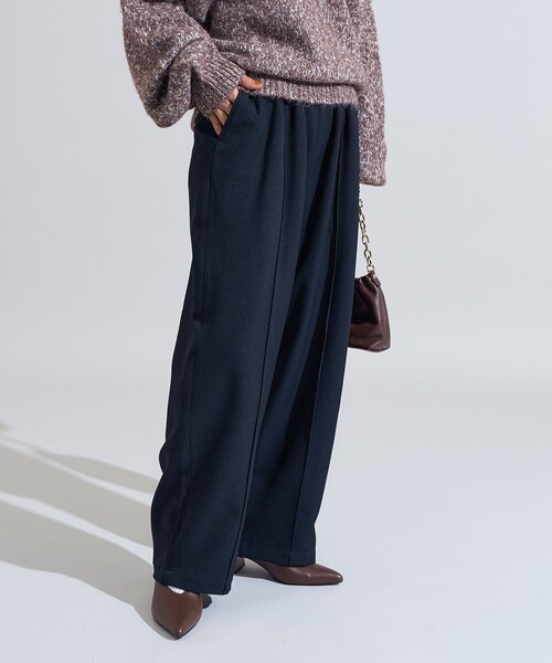 FREAK'S STORE（フリークスストア）の「LANATEC カーブイージーパンツ/センタープレススラックス＜セットアップ対応＞（スラックス・レディース・チャコール/ネイビー/ブラウン/ダークブラウン・SMALL/MEDIUM）」の18枚目の写真