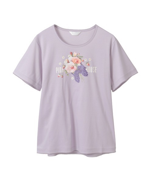 リボンブーケプリントカットソー（Tシャツ/カットソー）｜PINK