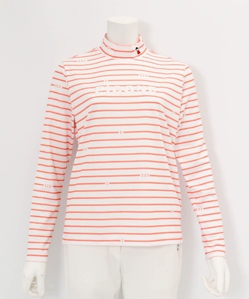 Picone CLUB(ピッコーネクラブ)の「ハイネックピコボーダープルオーバー(Tシャツ/カットソー・レディース・ネイビー/オレンジ/ベージュ/グリーン・L/M/S)」の4枚目の写真