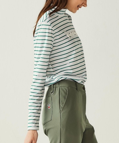 Picone CLUB(ピッコーネクラブ)の「ハイネックピコボーダープルオーバー(Tシャツ/カットソー・レディース・ネイビー/オレンジ/ベージュ/グリーン・L/M/S)」の10枚目の写真