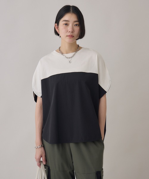 Paradise Picnic(パラダイスピクニック)の「バイカラーTシャツ(Tシャツ/カットソー・レディース・ブラック/ベージュ/グリーン・FREE)」の13枚目の写真