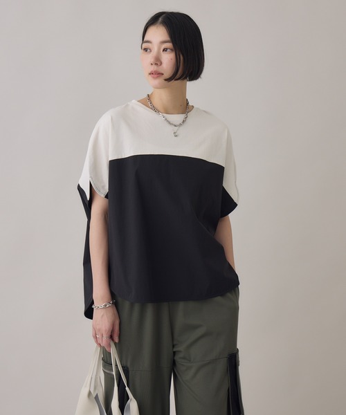 Paradise Picnic(パラダイスピクニック)の「バイカラーTシャツ(Tシャツ/カットソー・レディース・ブラック/ベージュ/グリーン・FREE)」の11枚目の写真