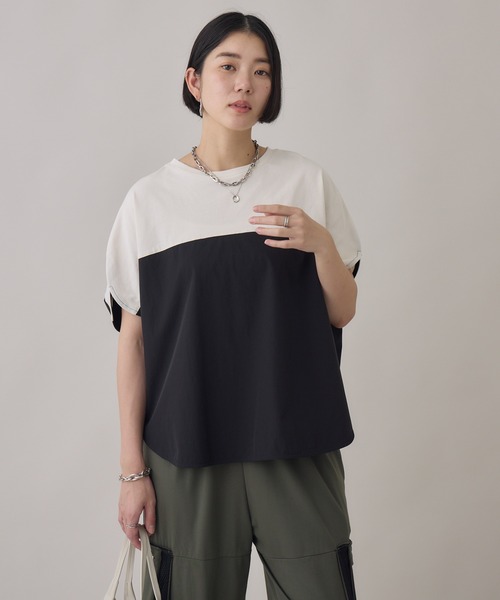 Paradise Picnic(パラダイスピクニック)の「バイカラーTシャツ(Tシャツ/カットソー・レディース・ブラック/ベージュ/グリーン・FREE)」の12枚目の写真