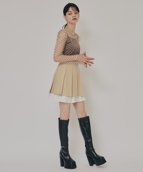 REDYAZEL(レディアゼル)の「スクエアタイツロングブーツ(ブーツ・レディース・オフホワイト/ブラック/ダークブラウン/ブラウン・MEDIUM/LARGE)」の6枚目の写真