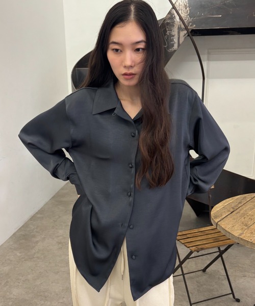 高級ファビアナフィリッピの絶妙カラー！極上とろみジャージ素材シャツブラウス！40 高級ファビアナフィリッピの絶妙カラー！極上とろみジャージ素材