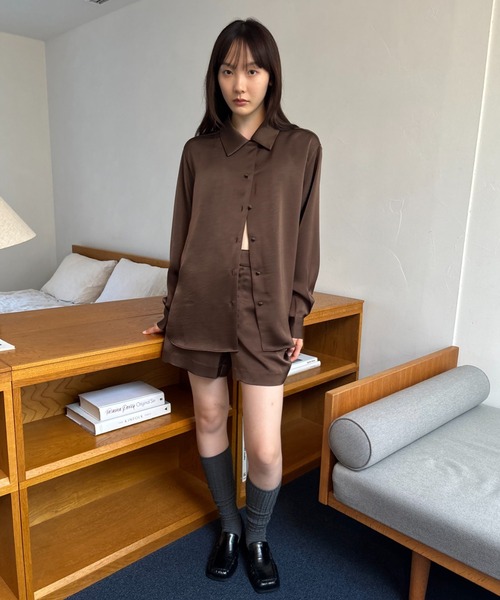 サテンオープンカラーシャツ/セットアップ（シャツ/ブラウス）｜FUULLY